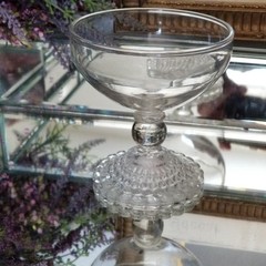 1 Vintage Anchor Hocking Bubble Foot Clear Champagne Tall Sherbet 4”