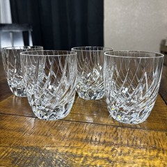 Set of 4 Retired MIKASA Swirl Cut Crystal Double Old Fashioned Glasses Germany