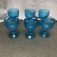 Vintage LE Smith Blue Moon & Stars Glass Footed Sherbet Dishes 4.5” – Set Of 6