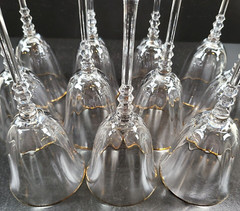 11 Mikasa Sonata Gold Wine Glasses Set Elegant Clear Optic Bowl Stemware Bar Lot