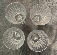 Elegant Vintage Cut Crystal Wine Glasses Beveled Water Goblet Hexagon Shape Foot