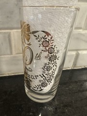 MCM Lotus Glassware 50th Anniversary Glasses With Gold Trim Set Of 8 Vintage!