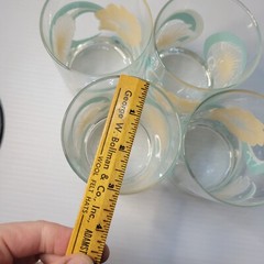Culver Double Old Fasioned Rocks Glass Set Of 4 Pastel Floral Hibiscus vtg