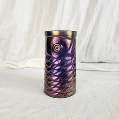 John Cook Iridescent Signed Hand Blown Koi Fish Glass Rare Purple 5.75 Tall 2008