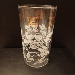 Tumblers Glasses Set of 14 Anchor Hocking MCM White Hibiscus Gold Grecian Key