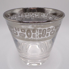 Atomic Silver Band Rocks Lowball Tumbler Glasses MCM Canonsburg Temporama Set 9