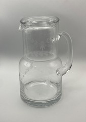 Vintage Etched Floral Glass Bedside Carafe & Tumbler Water Set.