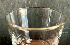 Libbey Apothecary Rx Cocktail Glasses Footed 22K Gold MCM Barware 4.5″ Set of 4