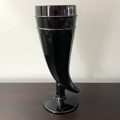 Vintage Tiara Indiana Glass Black Horn Shaped Beer Mug Pilsner Gothic Glass