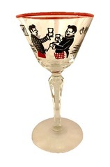 VTG 1947 Libbey Pickwick Liquor Cordial Glass Set of 3 Merrymakers