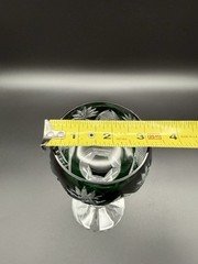 Val Saint Lambert Berncastel Cut To Clear Crystal Wine Hock Dark Green Signed