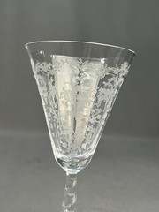 6 Fostoria MAYFLOWER 7 3/8” Water Goblets #6020 Stem Etched Cornucopia: MINT