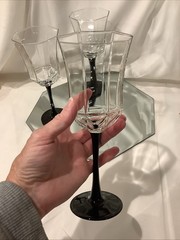 Luminarc Arcoroc France 8.25” Black Stem Octine Octagon Goblets – Set of 3
