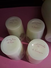 6 PC Fenton custard floral hand painted signed Uranium Lemonade set w/ Box