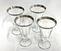 Vintage Glastonbury Lotus Puritan Water Glass Platinum Band 6 3/4”Set Of 4 EUC