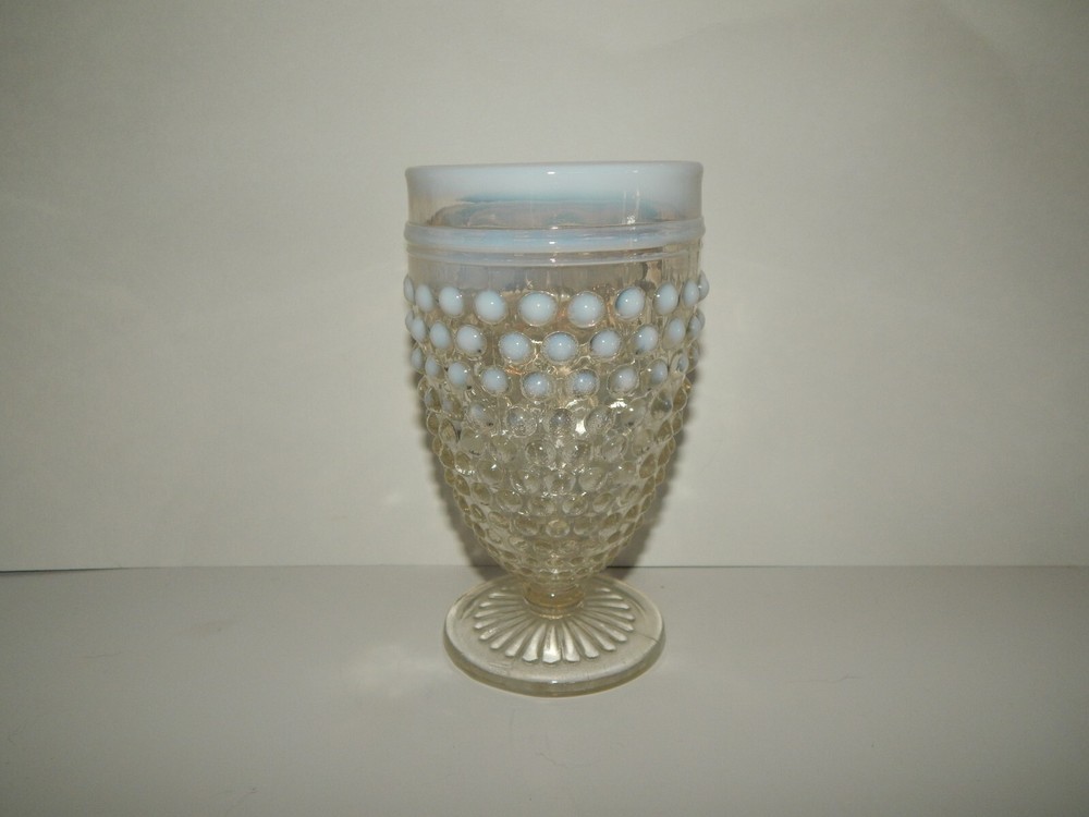 Fenton Hobnail French Opalescent White Water Goblet 5-3/4″ Drink Glass