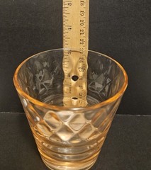Pink Depression Glass Tumbler Diamond Optic & Ribbed Design 3.25″H 3.50″D