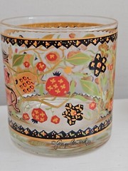Vintage Set Of 3 Georges Briard Glasses Applique and Embroidery Birds Flowers