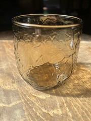 Vintage Anchor Hocking Sherwood Amber Leaf Texture Juice Rocks Glass 3.25″ MCM