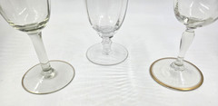 Vintage MCM Set 3 Tiffin Franciscan Minton Optic Wine Water Glass 24K Gold Trim