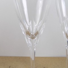 2 Josair Crystal Jasmin Clear 7.25″ Champagne Flutes Glasses