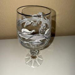 VTG Crystal Brandy Cognac Snifter 3 Glasses~Hand Painted Grapes Vine Silver Rim