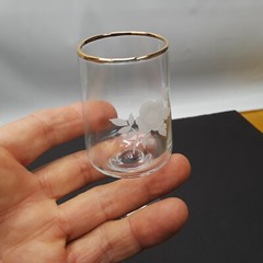 Vintage Gold Rim Stemmed Cordial Glasses Applied Roses EUC