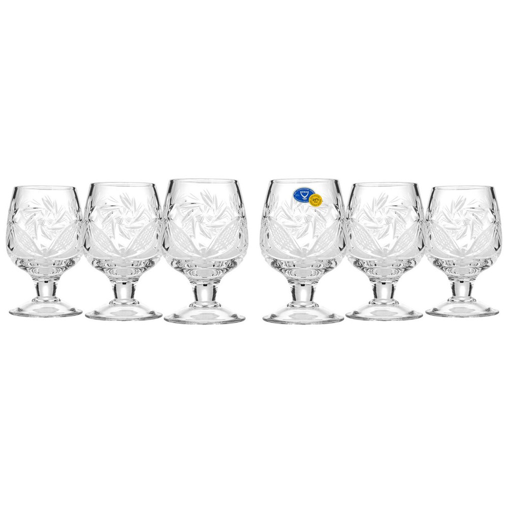 Elegant and Modern Russian Cut Crystal Glass 1.7oz, Sherry Glass, 50ml, Set of 6