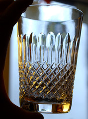 Vtg Set 5 DOUBLE OLD FASHIONED Hand Blown CLEAR CRYSTAL Glasses Xs & Oval Cuts