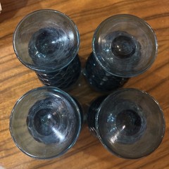 Vintage Fostoria Regal Blue Footed Goblets x 4