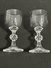 Vtg Bohemian Crystal Claudia Multi Faceted Ball Prism Cut Base Cordial Glass (2)