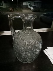 Clear Cut Glass Diamond And Circles Sheer Colony Style Wine Pitcher