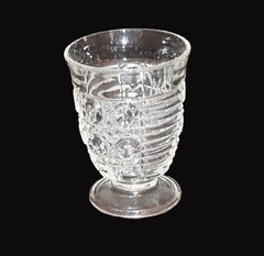 Vintage Federal Glass or Indiana Windsor Button and Cane Footed Juice Tumbler !
