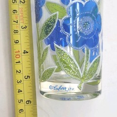 Set Of 7 Vintage Culver Blue Daisy Flowers Cocktail Highball Glasses Signed