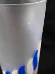 MCM Libbey Zombie 12oz Highball w Blue & White Stripes Frosted Glass