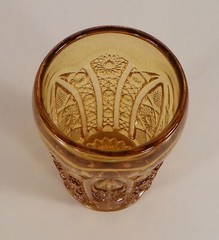 Imperial DAISY AND BUTTON Amber Glass Tumbler (s) LOT OF 4 Star Cane