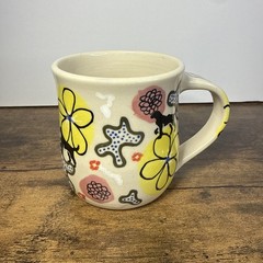 Handcrafted Mug Pastel Floral Coffee Cup Artist Studio Pottery Handmade NWT