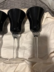 Circleware Crystal Black Diamond Wine Glasses Set of 4 8.5″ Tall Vintage