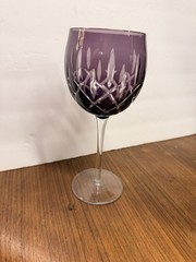 1 AJKA ARABELLA AMETHYST PURPLE CASED CUT TO CLEAR CRYSTAL WINE GOBLET