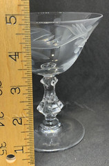 Set of 3 Floral Etched 5″ Glass Sherbet Dessert Glasses Clear Pedestal