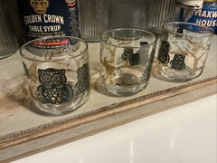 Set Of 3 Libbey Juice Glass – Raised Design – Owl Family – Approx 8oz Vintage