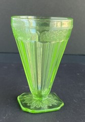 Vintage Jeannette Green Depression Glass Footed Ice Tea Tumbler Decor Cup