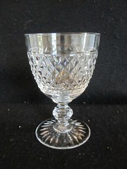 VINTAGE ANTIQUE BRILLIANT DIAMOND CUT CRYSTAL FACET BALL STEM WINE GOBLET