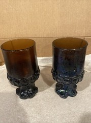 Tiffin Franciscan Madeira Glass Smoke Brown Wine Goblet Footed Stem 5″ Vintage