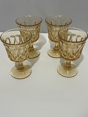 Set 4 VTG amber gold yellow stemmed wine juice glasses Noritake Perspective