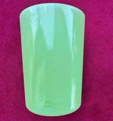 2 Vintage McKee Jadeite Uranium Glass Green Tumblers Straight Side Glows 3.75″