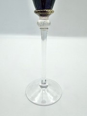 Union Street Glass Sienna (Gold Trim) – Cobalt Blue Champagne Flute, 11 1/2″