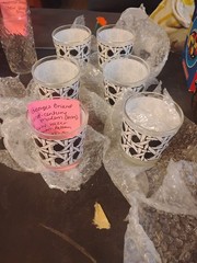 George Briars MCM black & white wicker woven pattern set of 6 glasses