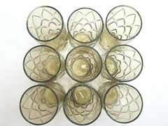 9 Anchor Hocking Madrid Brown Amber Tumblers Set Vintage 5″ Barware MCM Glasses