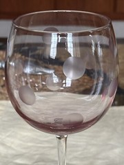 SET OF 2 WATERFORD Marquis CRYSTAL POLKA DOT PINK & BLUE BALLOON WINE GLASSES